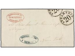 PANAMA. 1859. CARTAGENA (Colombia) A NEW YORK. Encaminada Vía Panama GEO. W. FLETCHER/ASPINWALL. - Other & Unclassified