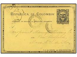 PANAMA. 1893. NOVITA (Colombia) A USA. Entero Postal De 2 Ctvos. Fechador TRANSITO TARDE/PANAMA. - Otros & Sin Clasificación