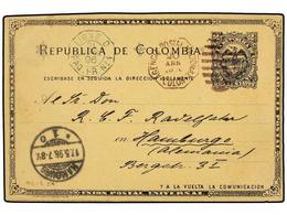 COLOMBIA. 1896. COLON A HAMBURGO. Entero Postal De 2 Ctvos. Negro, Mat. Duplex De La Agencia Postal En Colon Y Fechador - Autres & Non Classés