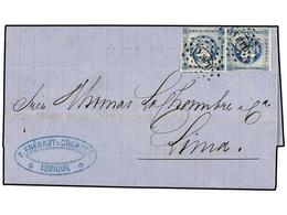 PERU. Yv.6. 1862 (16 Abril). IQUIQUE A LIMA. 1 Dinero Azul Pareja. Mat. Ovalo De Puntos LIMA Estampado A La Llegada. MAG - Altri & Non Classificati