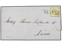 PERU. Sc.14. 1871. TRUXILLO A LIMA. 1 Dinero Verde, Mat. Lineal TRUJILLO En Negro. - Other & Unclassified