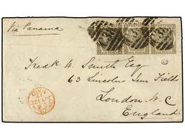 PERU. 1877. CALLAO A LONDRES. Circulada Con Una Tira De Tres Del Sello Britanico De 6 P. Mat. C38 De La B.P.O. En Callao - Autres & Non Classés