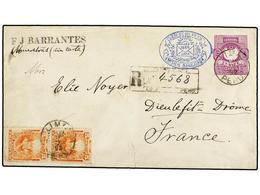 PERU. 1892. LIMA A FRANCIA. Entero Postal De 20 Cts. Lila Con Franqueo Adicional De 5 Cts. Naranja (2), Al Dorso Llegada - Autres & Non Classés