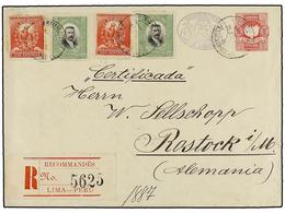 PERU. 1901. LIMA A ALEMAINA. Entero Postal De 50 Cts. Rosa Con Franqueo Adicional De 2 Ctvos. (2) Y 22 Ctvos. , Al Dorso - Autres & Non Classés