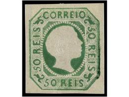 * PORTUGAL. Af.8. 1855. 50 Reis Verde. Goma Original, Excelente Color Y Relieve. MUY BONITO EJEMPLAR. Cert. MIRANDA DA M - Autres & Non Classés