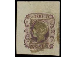 ° PORTUGAL. Af.18. 1862. 100 Reis Lila. Margenes Excepcionales, Ligero Pliegue Diagonal. Afinsa.149€. - Otros & Sin Clasificación