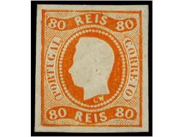 * PORTUGAL. Mu.24. 1866. 80 Reis Naranja. Muy Bonito Ejemplar, Goma Original. Cert. A.C.D.P. Mundifil.450€. - Otros & Sin Clasificación