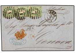 PORTUGAL. Af.23 (3). 1870. LISBOA A GÉNOVA. 50 Reis Verde (3), Margenes Ajustados. - Other & Unclassified