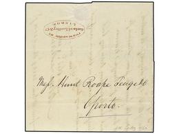 PORTUGAL. 1860. CADIZ A OPORTO. Marca Al Dorso FORWARDED BY/GARLAND LAIDLEY AND CO/LISBON En Rojo. MAGNÍFICA. - Andere & Zonder Classificatie