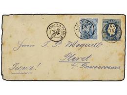 PORTUGAL. Af.48 (2), 58. 1884. FUNCHAL (Madeira) A PLERET (JAVA, Indias Holandesas). Entero Postal De 25 Reis Azul Con F - Autres & Non Classés