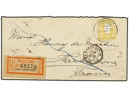 PORTUGAL. Af.51. 1891. LISBOA A FRANCIA. 150 Reis Amarillo, Carta Certificada. - Andere & Zonder Classificatie