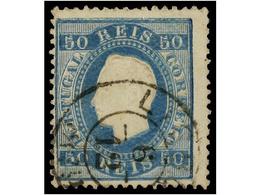 ° PORTUGAL. Af.50. 1879. 50 Reis Azul, Dent. 13 1/2 DOBLE IMPRESION. No Reseñado. - Autres & Non Classés