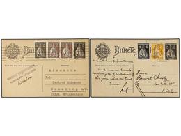 PORTUGAL. 1923-30. Dos Enteros Postales De 15 Cts. Y 25 Cts. Con Franqueo Adicional De 5 + 20 + 20 Cts. Y 15 + 50 Cts. C - Autres & Non Classés