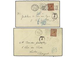 PORTUGAL. 1923. LONDON A LISBOA. 2 Cartas Circuladas Con Sello De 1 1/2 P. Castaño Tasadas A La Llegada Con Sellos Portu - Otros & Sin Clasificación