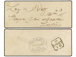 ANGOLA. 1866. Cover And Large Part Original Contents From Loanda To Lisbon; Struck On Reverse With Framed ´CORREIO CENTR - Otros & Sin Clasificación