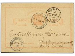 ANGOLA. 1899. MOSSAMEDES A SWAKOPMUND (Africa Oriental Alemana). Entero Postal De 20 Reis, Llegada En Anverso. - Autres & Non Classés