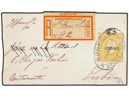 PORTUGAL: AZORES. Mu.44. 1881. SANTA CRUZ FLORES A LISBOA. 150 Reis Amarillo, Carta Certificada. Muy Raro Sello En Carta - Altri & Non Classificati