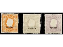 (*) PORTUGAL: AZORES. Yv.25, 26, 31. 1882-84. 80, 100 Y 300 Reis Sin Goma Dent. 13 1/2. Yvert.300€. - Otros & Sin Clasificación