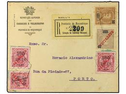 LORENZO-MARQUES. 1915. Registered Imprinted Posts & Telegraphs Envelope To Porto Franked By 1903 50 R. Brown, 1911 20 R. - Andere & Zonder Classificatie