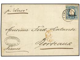 PORTUGAL: MADEIRA. Af.28. 1880. FUNCHAL A FRANCIA. 50 Reis Azul Dent. 13 1/2 Mat. Fechador De FUNCHAL. MUY BONITA. - Andere & Zonder Classificatie