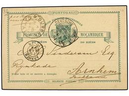 MOZAMBIQUE. 1894. MOZAMBIQUE A HOLANDA. Entero Postal De 30 Reis, Mat. DEUTSCHE SEEPOST/OST-AFRIKANISCHE/HAUPLINIE, Tran - Autres & Non Classés