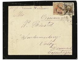 PUERTO RICO. Ed.141 + IG2. 1898. GUERRA ESPAÑA-USA. S. JUAN A NEW YORK. 8 Ctvos. Castaño Y Sello De 2 Cts. Castaño Rojo - Autres & Non Classés