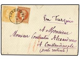 RUMANIA. 1874. BUCAREST To CONSTANTINOPLE. 15 B. Brown And 2b. Orange. On Back CONSTANTINOPLE Arrival Cds. Part Of Flap - Autres & Non Classés