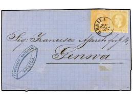 RUMANIA. Mi.38, 41. 1876. BRAILA To GENOVA. 5 Bani Yellow Brown And 25 Bani Orange, Arrived On Back. Fine. - Autres & Non Classés