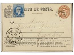 RUMANIA. Mi.39. 1877. BOTOSANI To HAMBURG (Germany). 5 Bani Brown Stationery Card Uprated By 10 Bani Blue Stamp, Arrival - Other & Unclassified