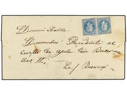 RUMANIA. Mi.39 (2). 1873. FILIPESTI To BUCAREST. 10 Bani Pair Tied By Blue FILIPESTI/* Cds. Fine. - Other & Unclassified