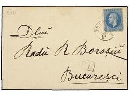 RUMANIA. Mi.39. 1873. T. MAGURELLE To BUCAREST. 10 Bani Blue, Tied By T. MAGURELLE/* Cds. - Autres & Non Classés