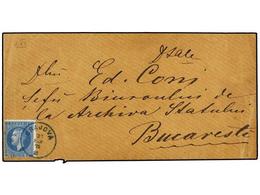 RUMANIA. Mi.39. 1875. CRAIOVA To BUCAREST. 10 Bani Blue, Tied By Blue CRAJOVA/* Cds. Very Fine. - Autres & Non Classés
