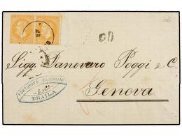 RUMANIA. Mi.41 (2). 1874. BRAILA To GENOVA. 25 Bani Orange (2). Arrival On Back. Fine. - Autres & Non Classés