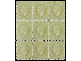 **/* RUMANIA. Mi.49 (9). 1879. 3 Bani Pale Green. Block Of Nine, Original Gum. Fine. Michel.++180€. - Autres & Non Classés