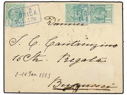 RUMANIA. 1889. FLORICA To BUCAREST. 5 Bani Green (3) Tied With RAILWAY Box Cancel C.F.R./FLORICA. Fine. - Autres & Non Classés