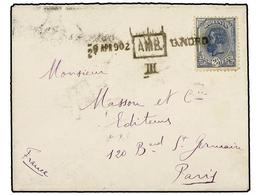 RUMANIA. Mi.67. 1902. BUCAREST To PARIS (France). 25 Bani Blue, Tied With RAILWAY Cancel AMB-III/G. NORD. Fine. - Autres & Non Classés