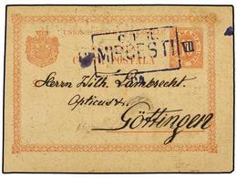 RUMANIA. 1894. MIRCESTI To GERMANY. 10 Bani Red Stationery Card Tied With RAILWAY Box Cancel C.F.R./MIRCESTI. - Autres & Non Classés