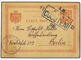 RUMANIA. 1895. CUCUTENI To GERMANY. 10 Bani Red Stationery Card, Tied With RAILWAY Box Cancel C.F.R./CUCUTENI. Fine. - Autres & Non Classés