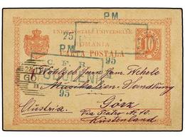 RUMANIA. 1895. PODOLENI To GORZ (Austia). 10 Bani Red Stationery Card, Tied With RAILWAY Box Cancel With C.F.R./PODOLENI - Autres & Non Classés