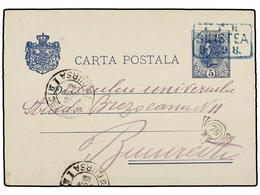 RUMANIA. 1898. SILESTEA To BUCAREST. 5 Bani Blue Stationery Card Tied By RAILWAY Box Cancel C.F.R./SILESTEA. Fine. - Autres & Non Classés