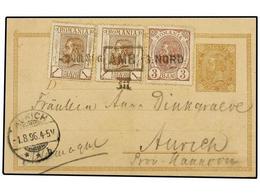 RUMANIA. Mi.99 (2), 101. 1896. BUCAREST To GERMANY. 15 Bani Bistre Stationery Card Updated 1 Bani (2) And 3 Bani Stamps, - Autres & Non Classés