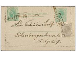 RUMANIA. Mi.115. (1905 Ca.). GALATA To GERMANY. 5 Bani + 5 Bani Green Stationery Card Uprated With 15 Bani Stamp, Tied B - Autres & Non Classés