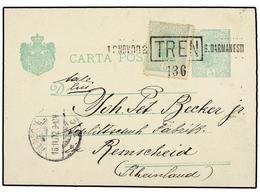 RUMANIA. Mi.132. 1902. DARMANESTI To GERMANY. 5 Bani Green Satationery Card Uprated With 5 Bani Stamp, Tied By RAILWAY C - Autres & Non Classés