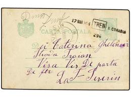 RUMANIA. 1904. CORABIA To SEVERIN. 5 Bani Green Stationery Card Tied By RAILWAY Cancel TREN-296/G. CORABIA. Fine. - Autres & Non Classés