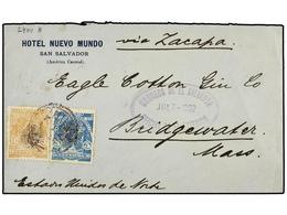 SALVADOR. Sc.266, 268. 1902. SAN SALVADOR A U.S.A. 5 Ctvos. Azul Y 13 Ctvos. Bistre. Al Dorso Llegada. RAROS Sellos Habi - Autres & Non Classés