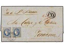 ESPAÑA. Ed.68 (2). 1864. RAMALES A VERACRUZ. 2 Reales Azul, Mat. RAMALES/SANTANDER Circulada Vía Londres. - Otros & Sin Clasificación