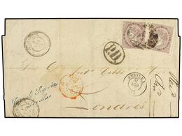 ESPAÑA. Ed.92 (2). 1867. SEVILLA A LONDRES. 20 Cts. Lila (2), Doble Porte. - Other & Unclassified