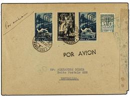 ESPAÑA. Ed.773, 774(2). 1938. BARCELONA A BRUSELAS. 45 Cts. Y 1,25 Pts.(2), Circulada Por Avion. Etiqueta De Censura Y L - Other & Unclassified