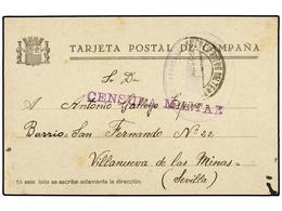 ESPAÑA GUERRA CIVIL. 1936 (22-11). PEÑARROYA PUEBLO NUEVO (Cordoba) A VILLANUEVA DE LAS MINAS (Sevilla). Tarjeta Postal - Otros & Sin Clasificación