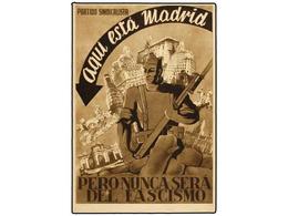 ESPAÑA GUERRA CIVIL. Tarjeta Postal ´AQUÍ ESTA MADRID PERO NUNCA SERA DEL FASCISMO´ Editada Por El Partido Sindicalista. - Autres & Non Classés